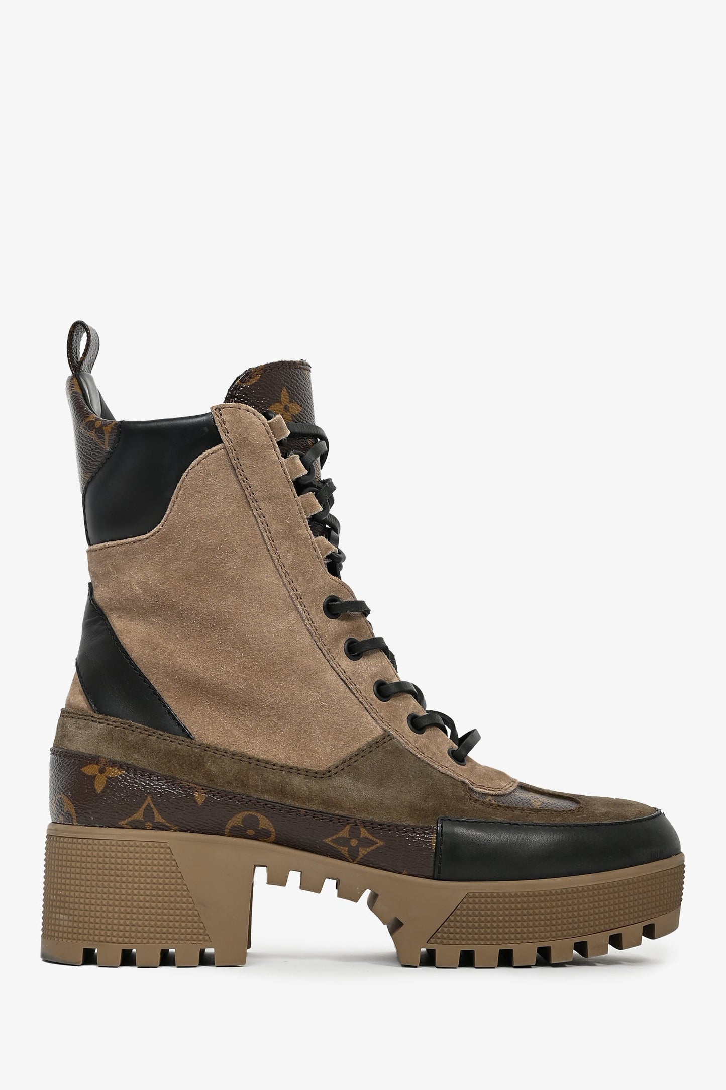 Louis Vuitton Brown Monogram/Suede Desert Combat Boots Size 40