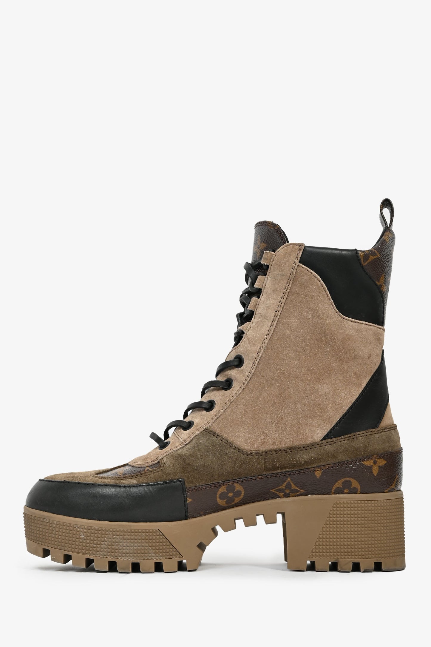Louis Vuitton Brown Monogram/Suede Desert Combat Boots Size 40