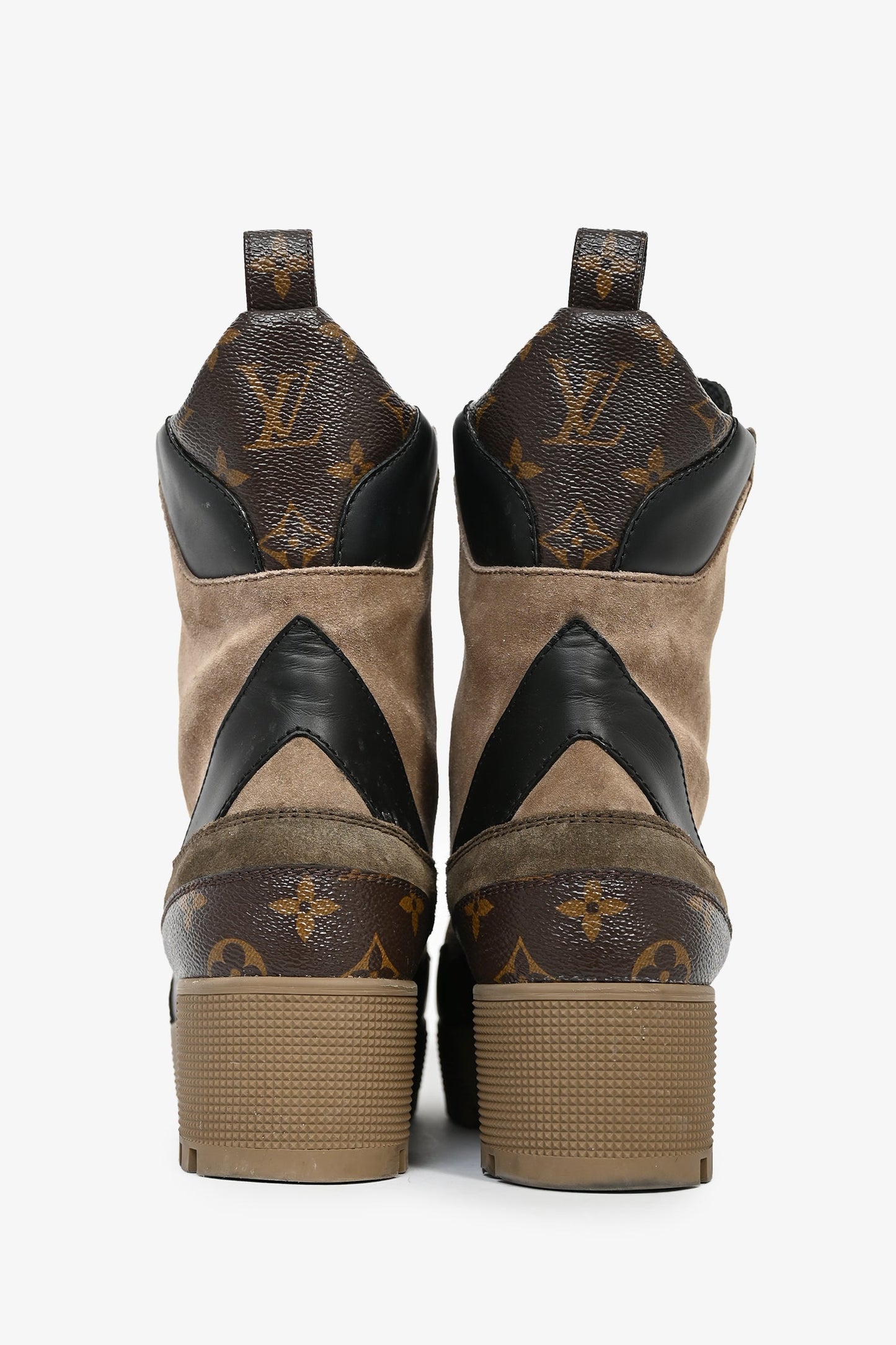 Louis Vuitton Brown Monogram/Suede Desert Combat Boots Size 40