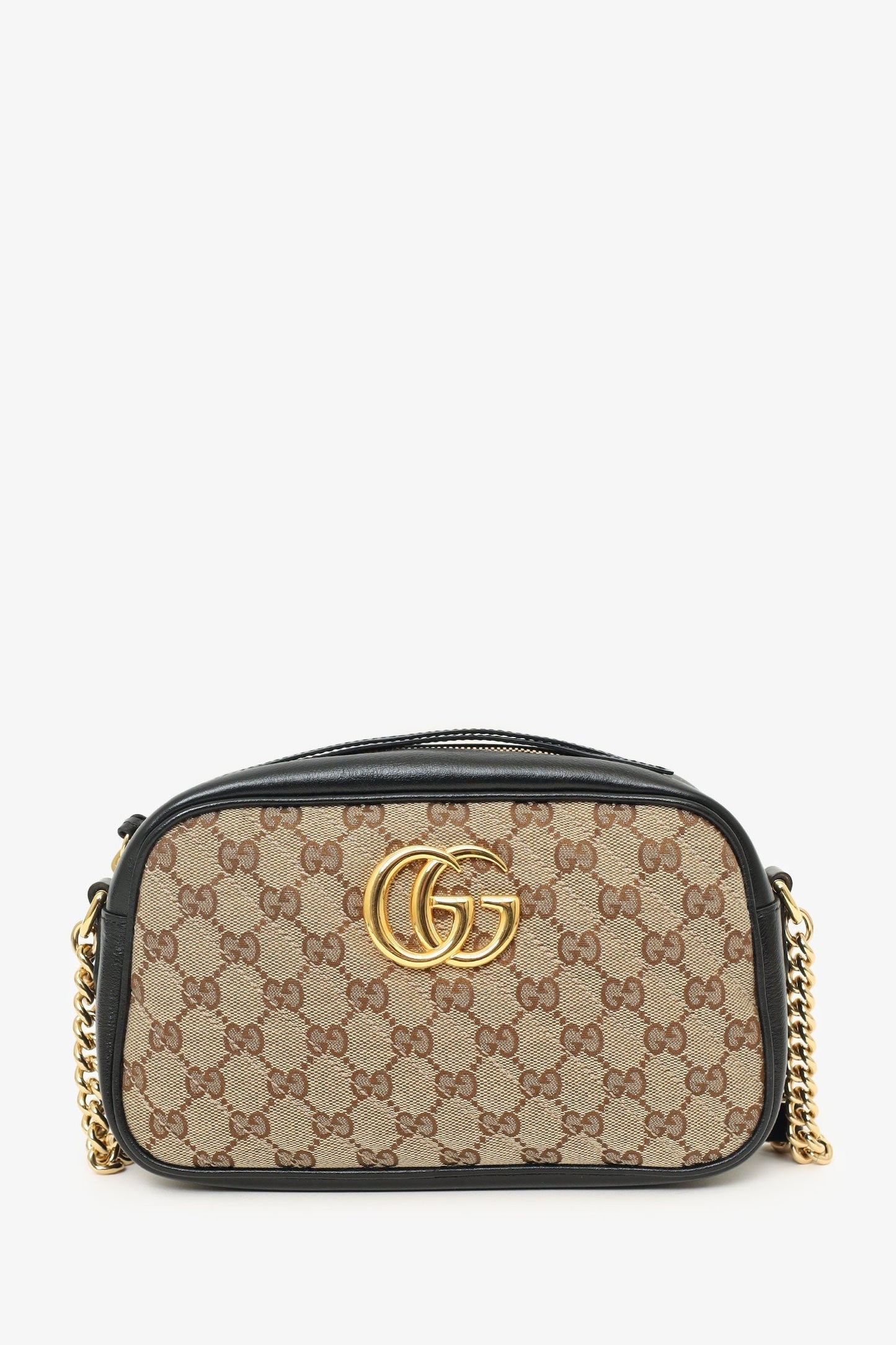 Gucci Beige GG Canvas Marmont Small Camera Bag