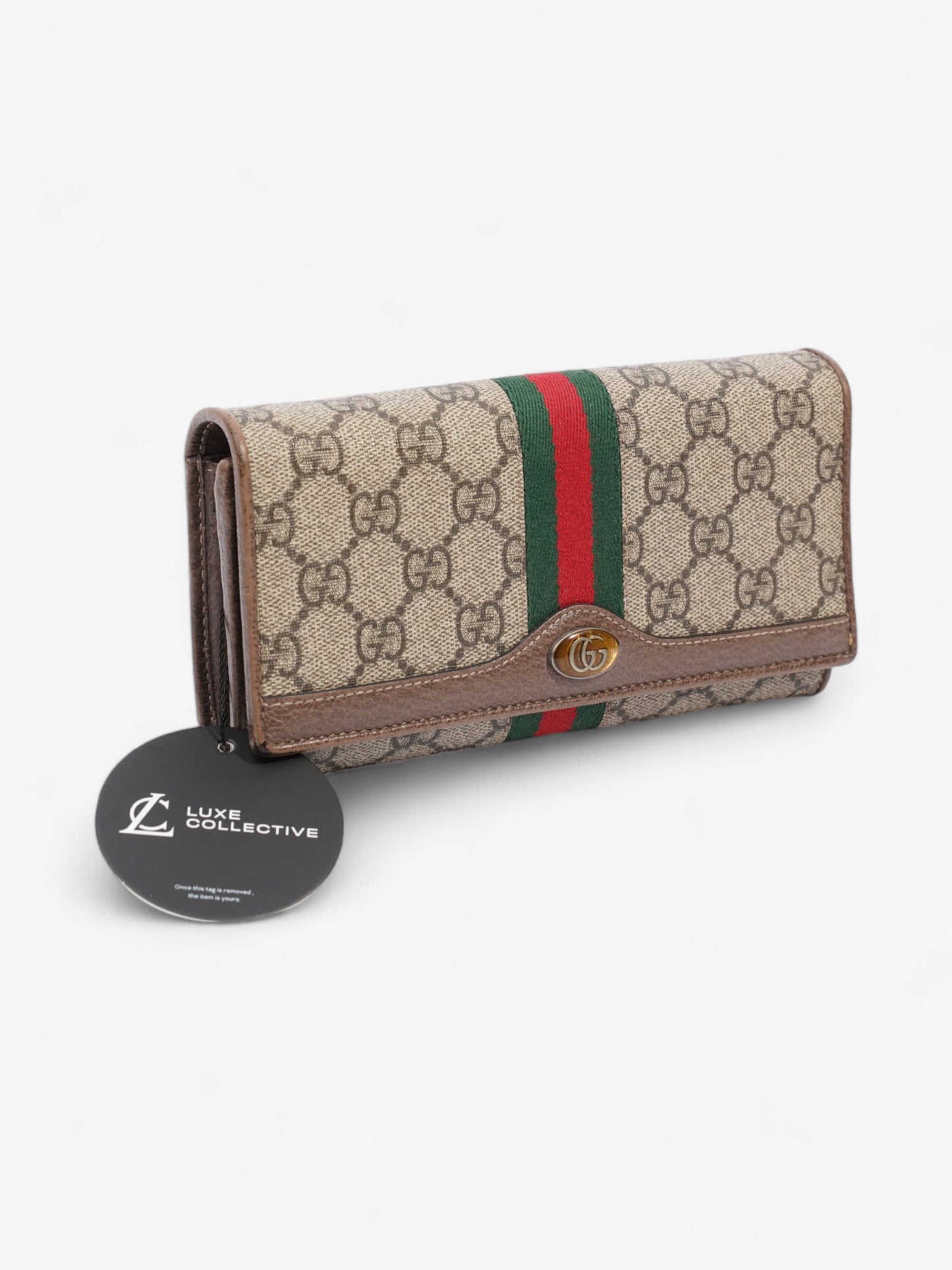 Gucci Ophidia Wallet GG Supreme / Green / Red Coated Canvas