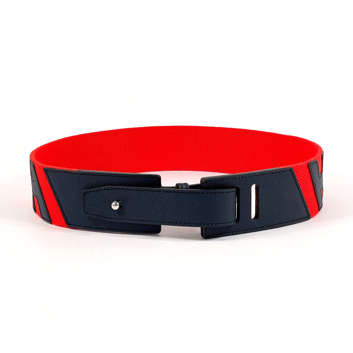 HERMES belt Canvas, Epsom Red Croisière H 75