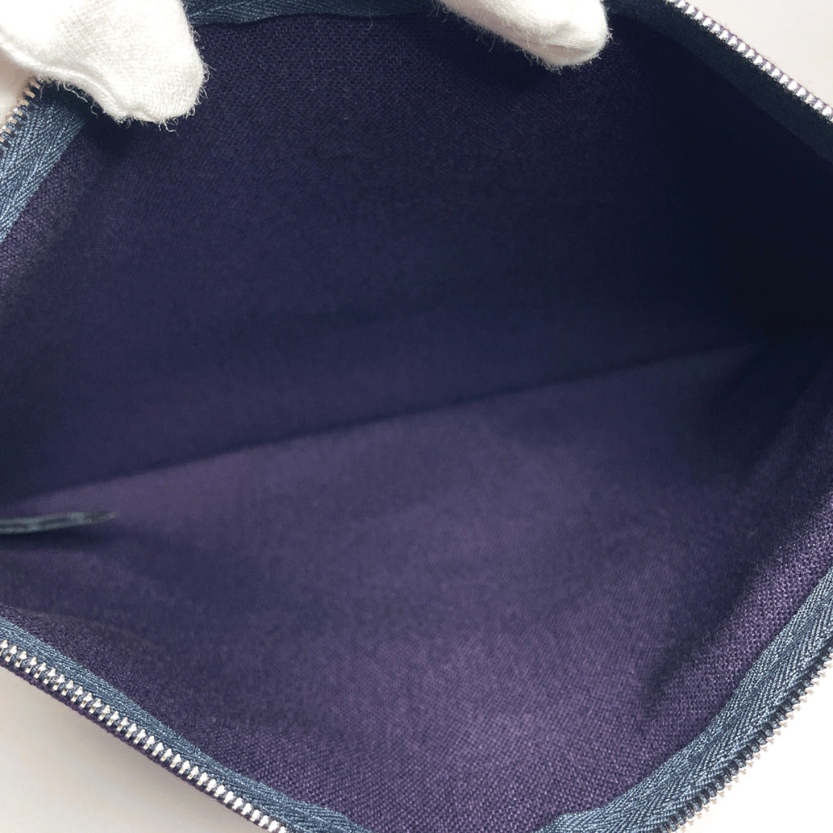 HERMES Pouch 102501M cotton Navy Yachting GM