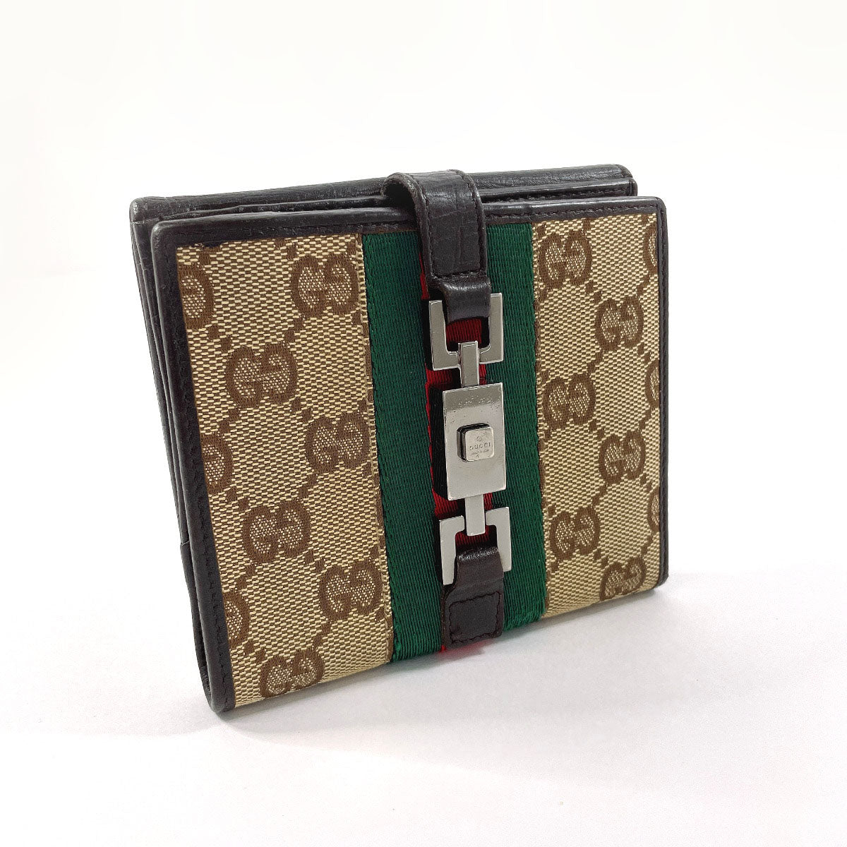 GUCCI Bifold Wallet 05474 GG canvas Brown Sherry line Jackie