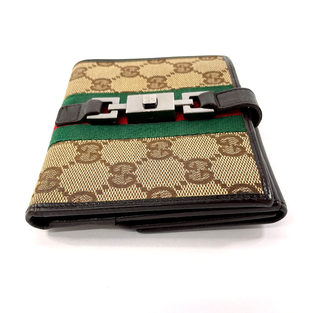 GUCCI Bifold Wallet 05474 GG canvas Brown Sherry line Jackie