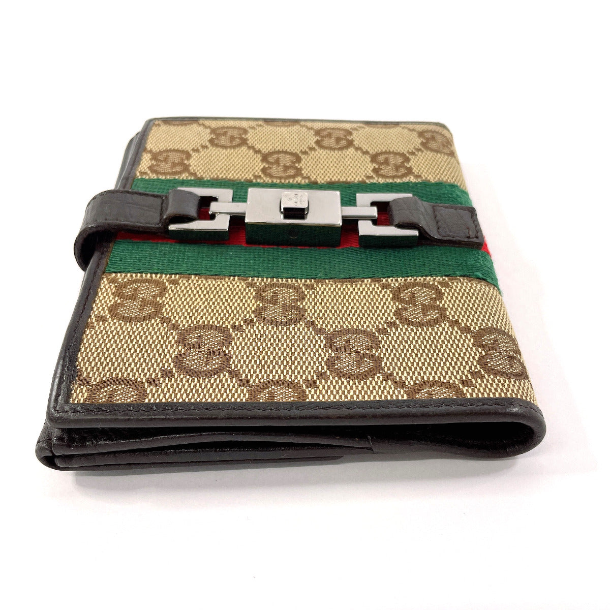 GUCCI Bifold Wallet 05474 GG canvas Brown Sherry line Jackie