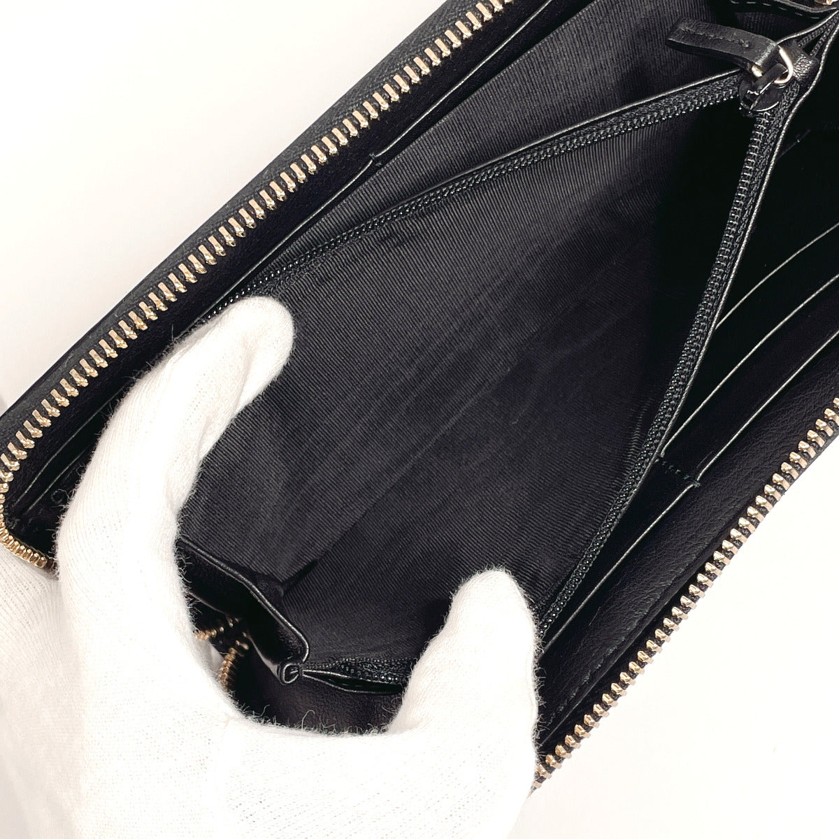 GUCCI Long Wallet Purse 308004 Patent leather black Zip Around Soho Women Used