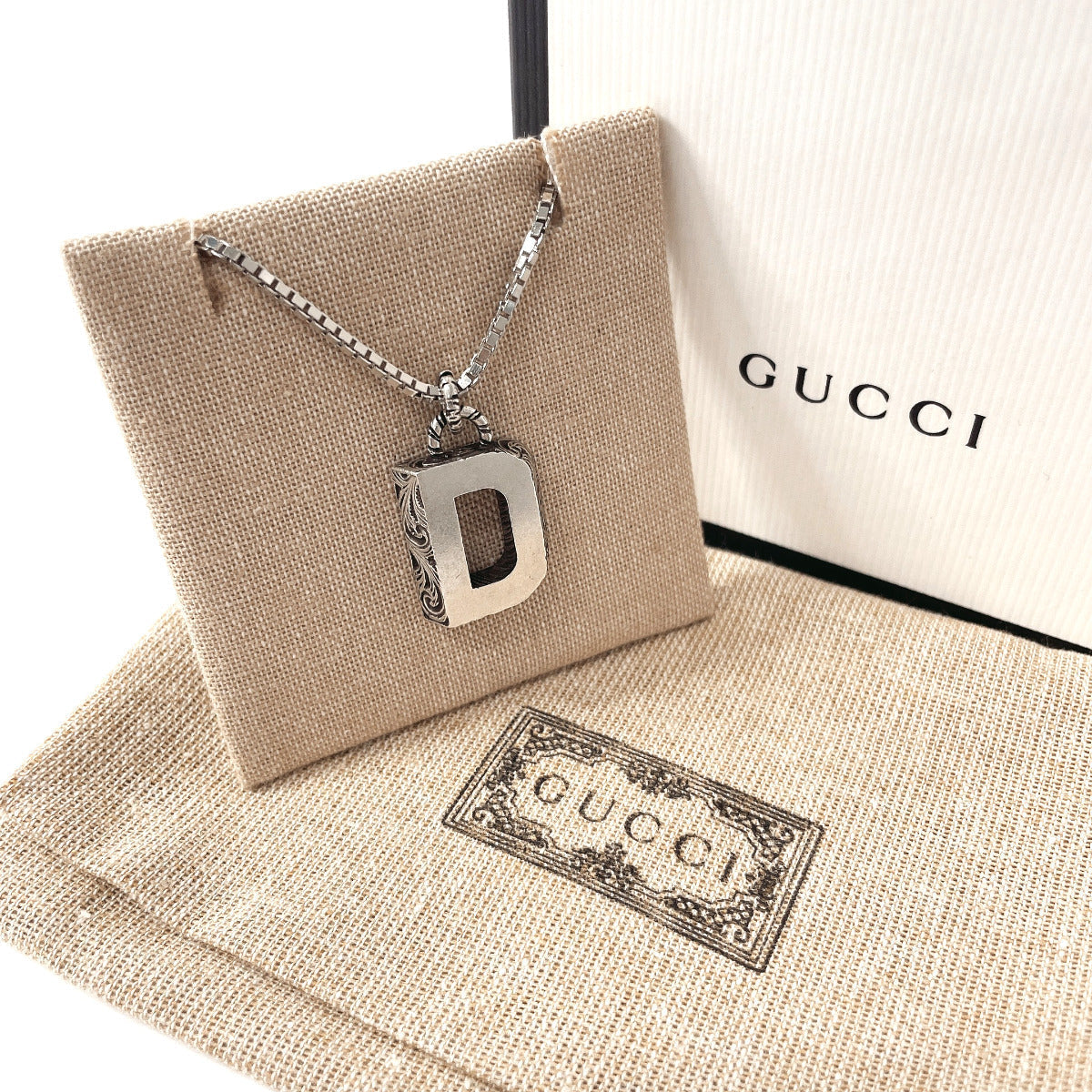GUCCI Necklace Silver925 Silver Initial Necklace D unisex Used