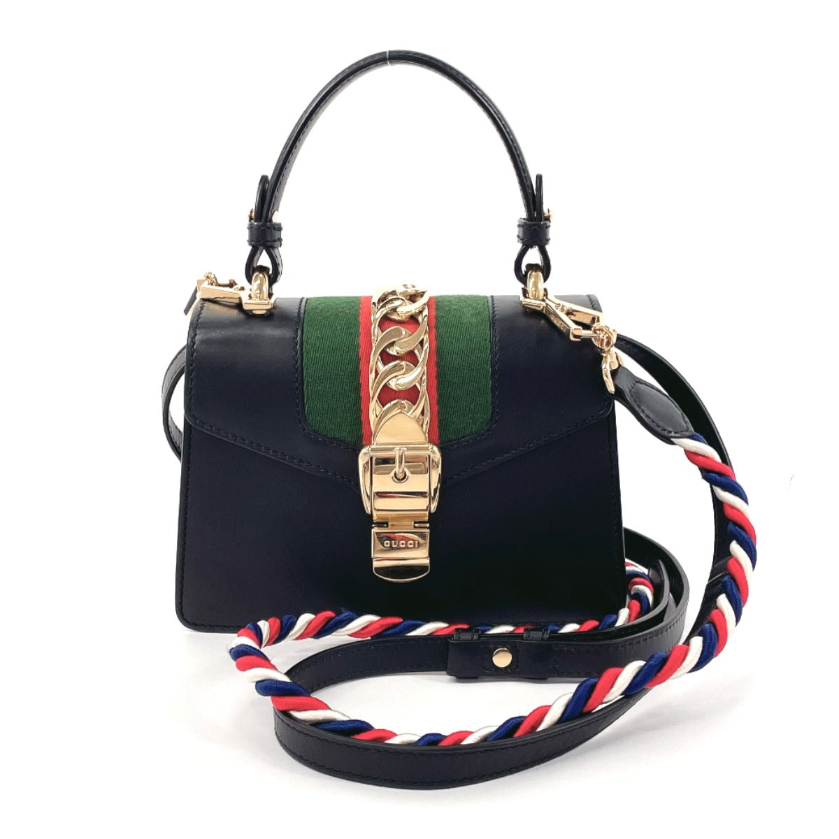 GUCCI Handbag 470270 leather black Shelly line 2WAY Sylvie