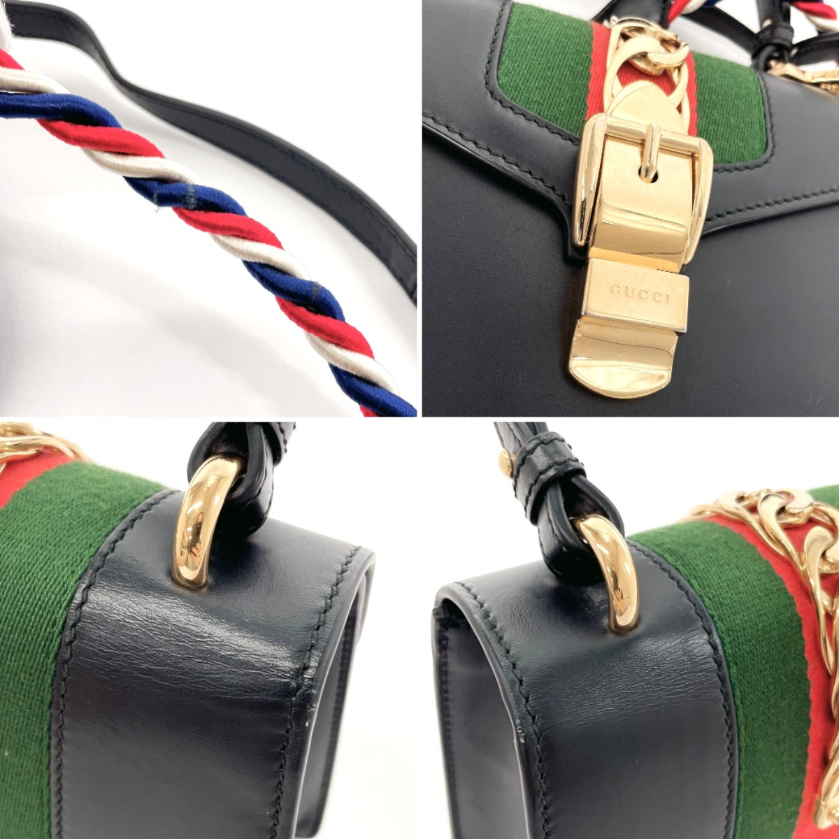 GUCCI Handbag 470270 leather black Shelly line 2WAY Sylvie