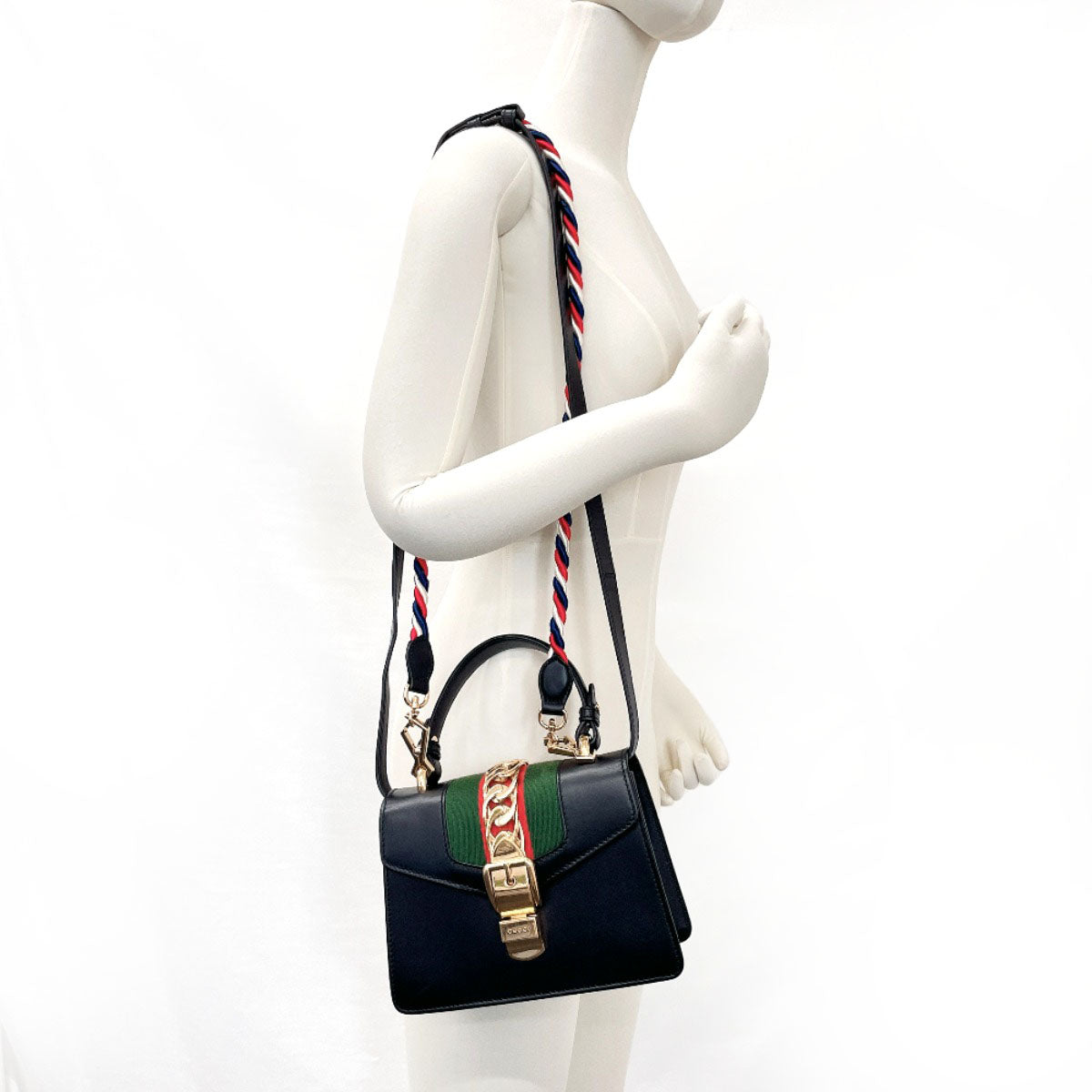 GUCCI Handbag 470270 leather black Shelly line 2WAY Sylvie