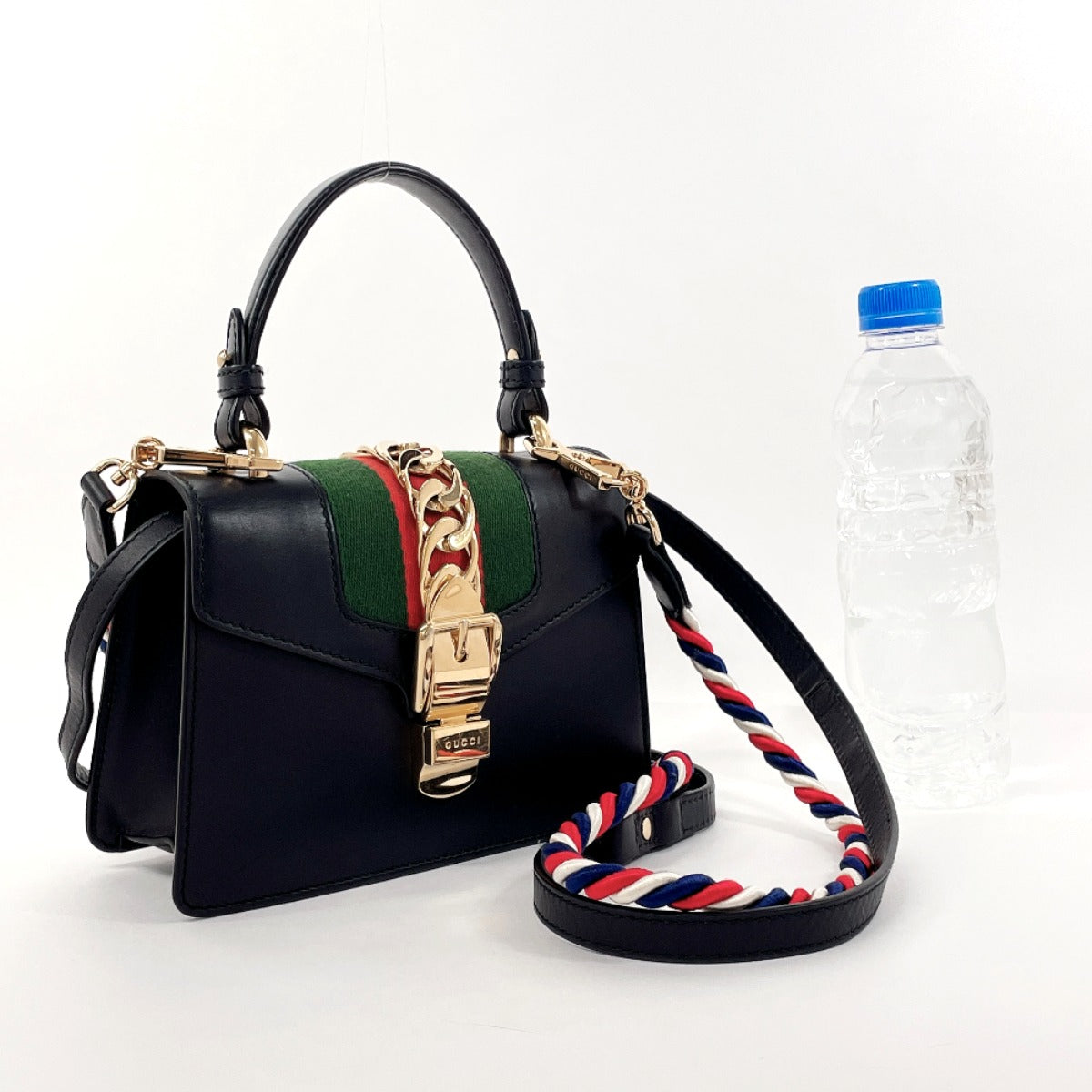 GUCCI Handbag 470270 leather black Shelly line 2WAY Sylvie