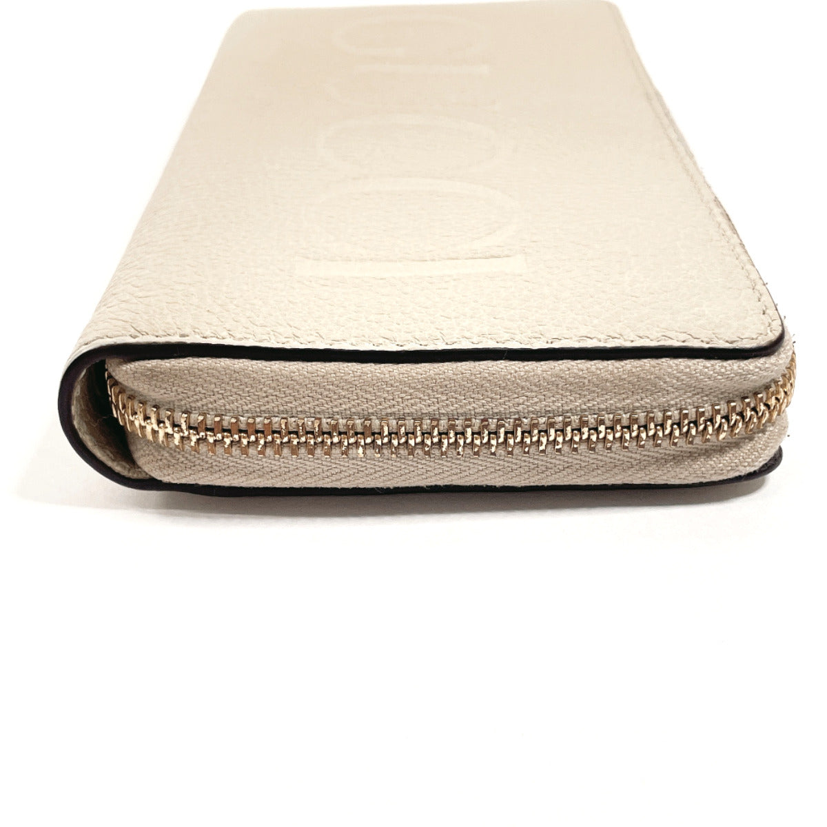 GUCCI Long Wallet Purse 658691 leather beige logo Zip Around unisex Used