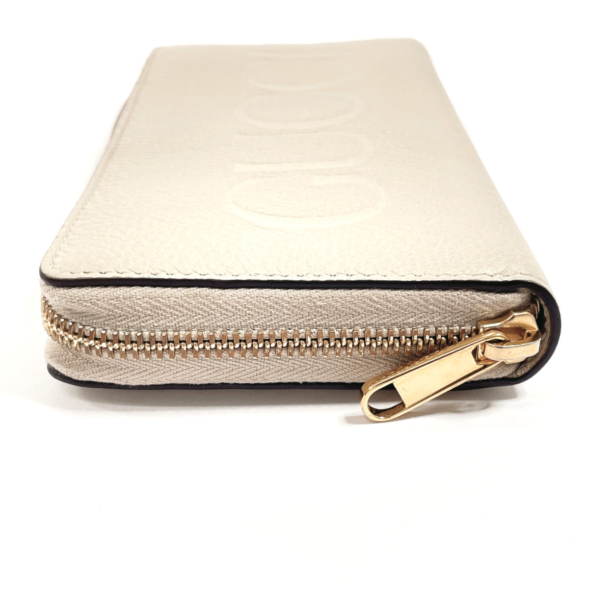 GUCCI Long Wallet Purse 658691 leather beige logo Zip Around unisex Used