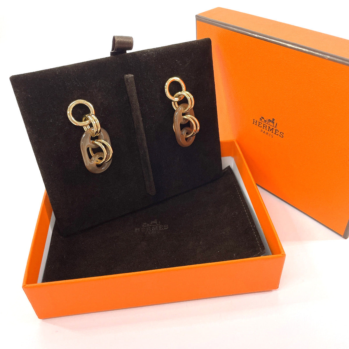HERMES Pierce H057080FD00 Buffalo Horn, Metal Brown Eurydice PM