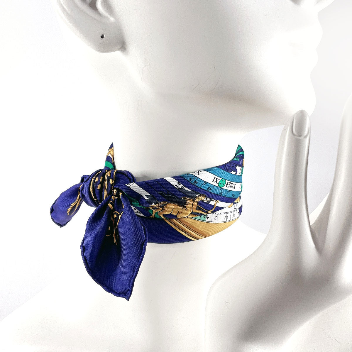HERMES scarf Silk, 100% silk Navy Carre 45 DIES ET HORE Astrology Women Used