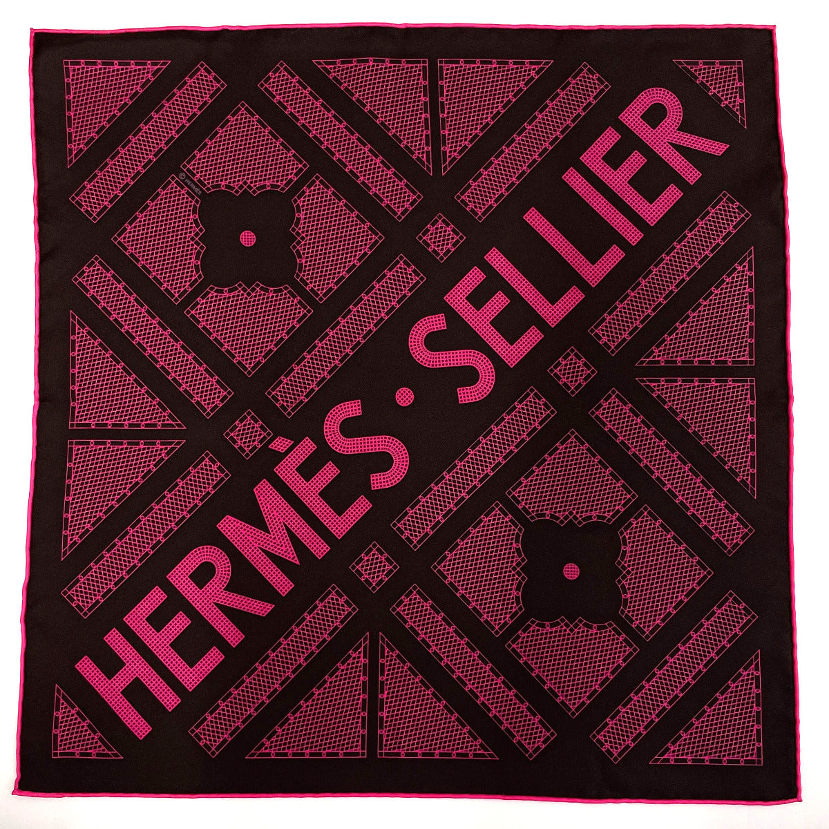 HERMES scarf Silk, 100% silk gray Serie Carre 45 Women Used
