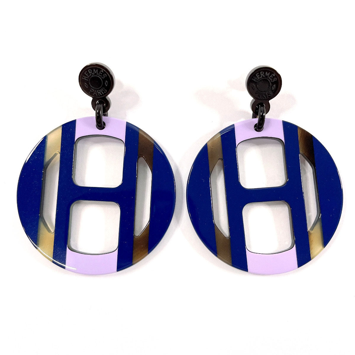 HERMES Pierce Buffalo Horn, Metal Navy H Equip Women Used