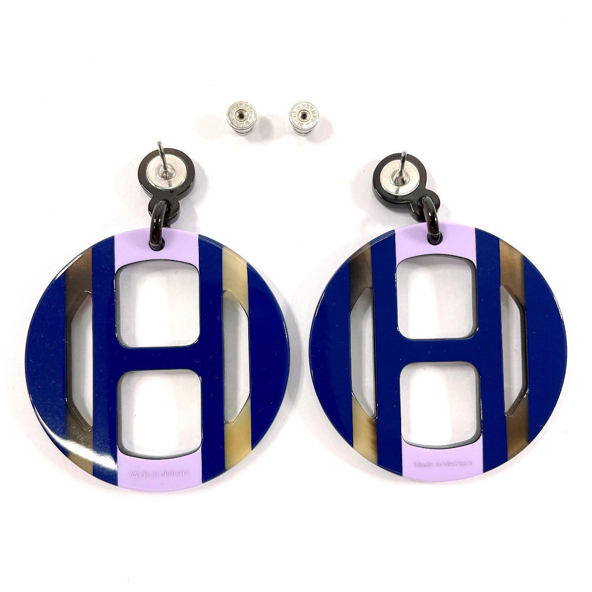 HERMES Pierce Buffalo Horn, Metal Navy H Equip Women Used