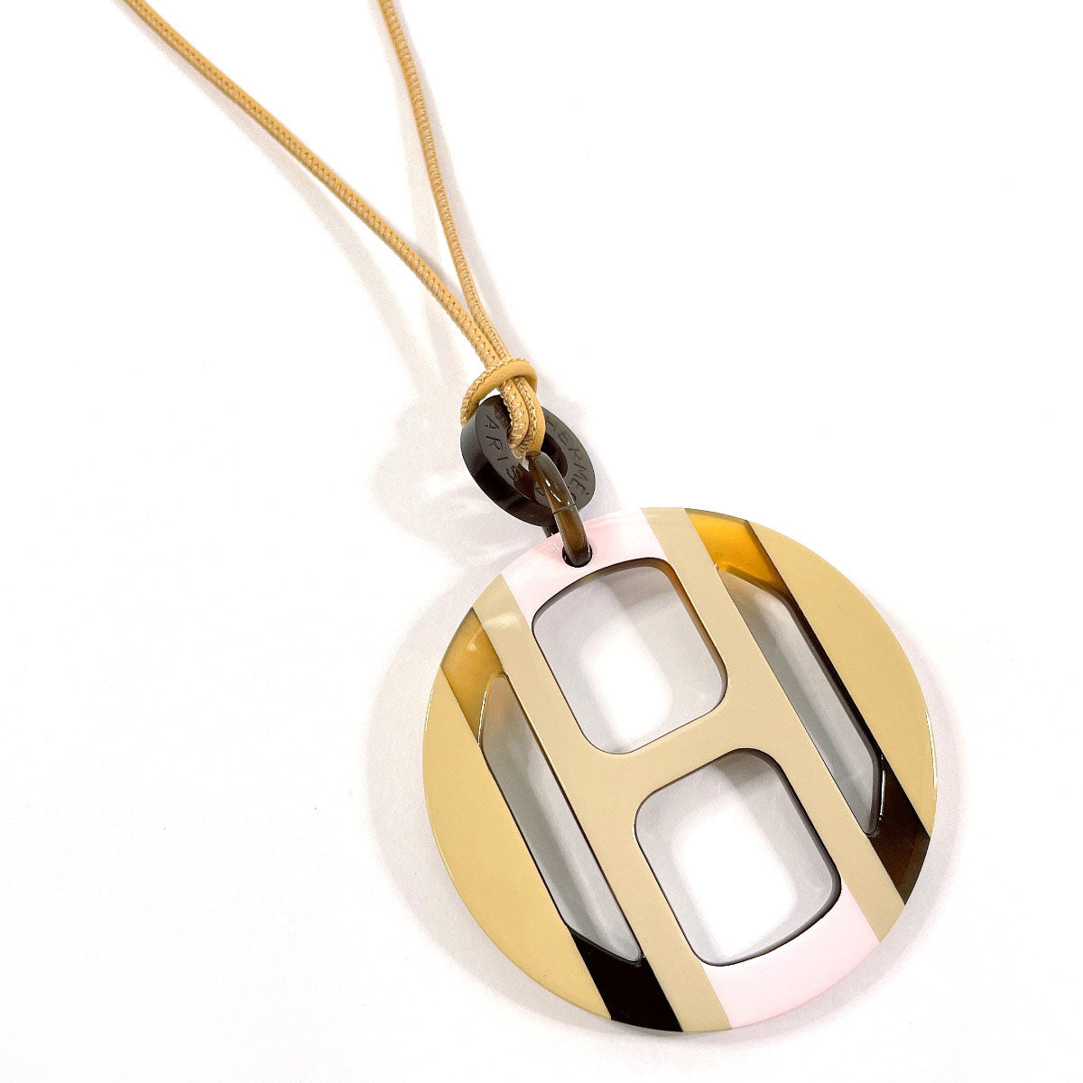 HERMES Necklace H057087FL22 Buffalo Horn, Lacquer beige H Equip