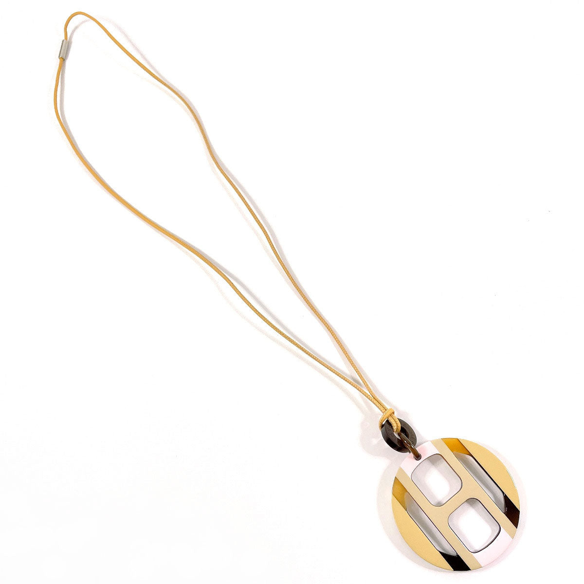 HERMES Necklace H057087FL22 Buffalo Horn, Lacquer beige H Equip