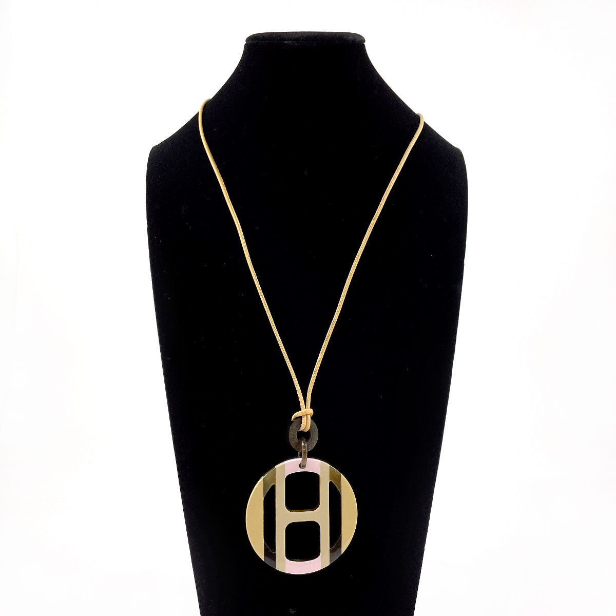 HERMES Necklace H057087FL22 Buffalo Horn, Lacquer beige H Equip