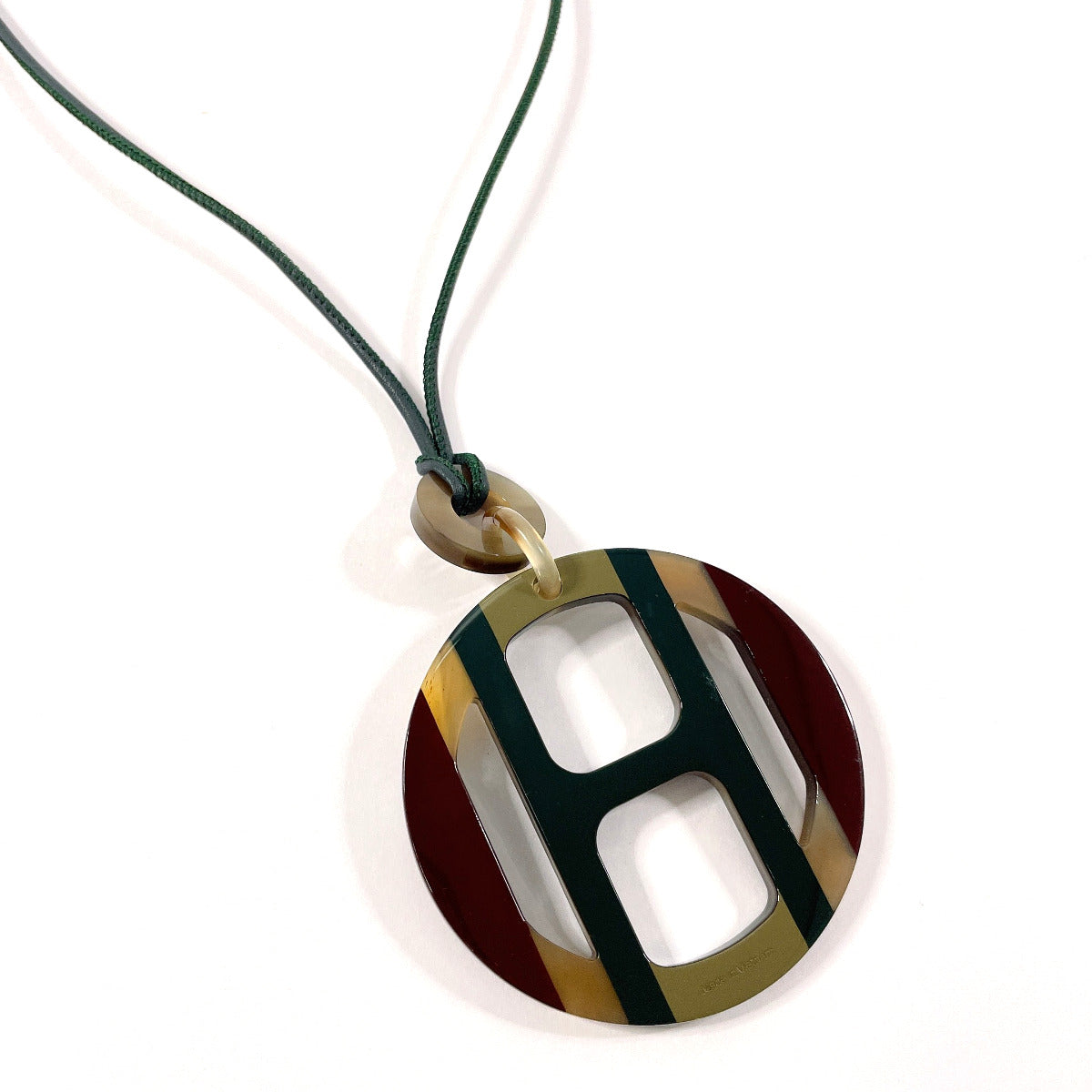 HERMES Necklace Buffalo horn green H Equip