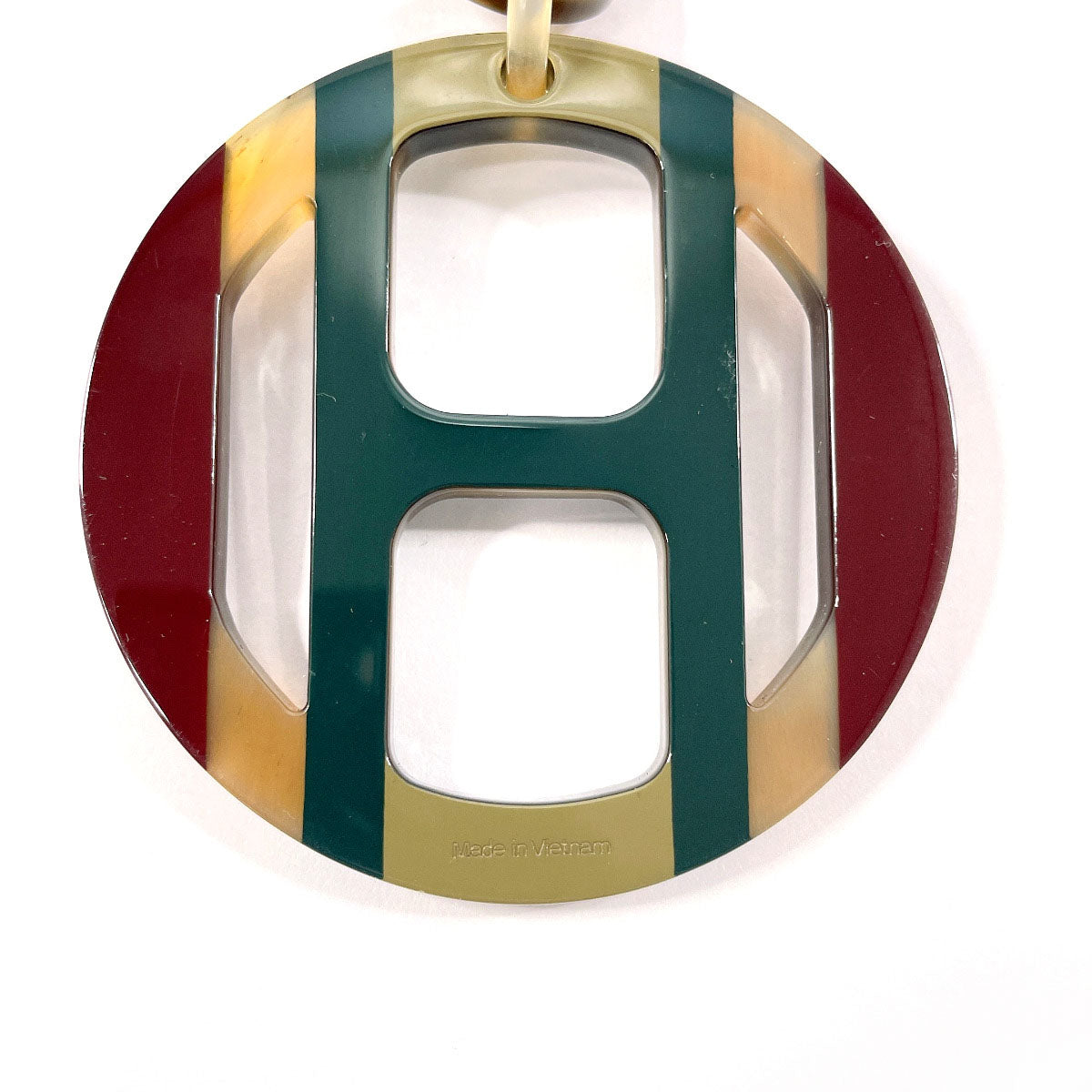 HERMES Necklace Buffalo horn green H Equip