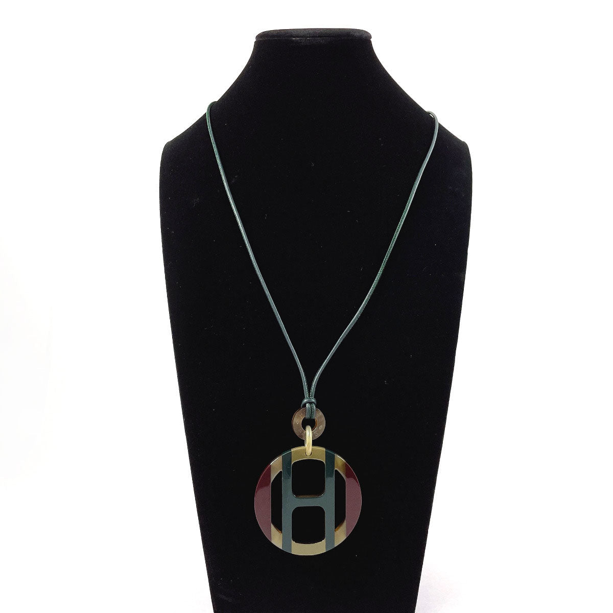 HERMES Necklace Buffalo horn green H Equip