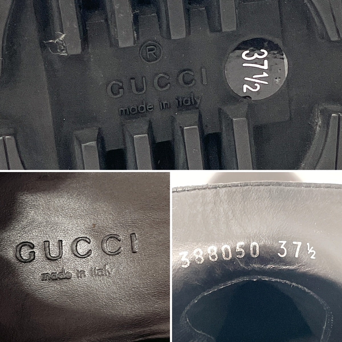 GUCCI boots 388050 Leather, Suede black Micro GG side zip ankle boots 37 1/2