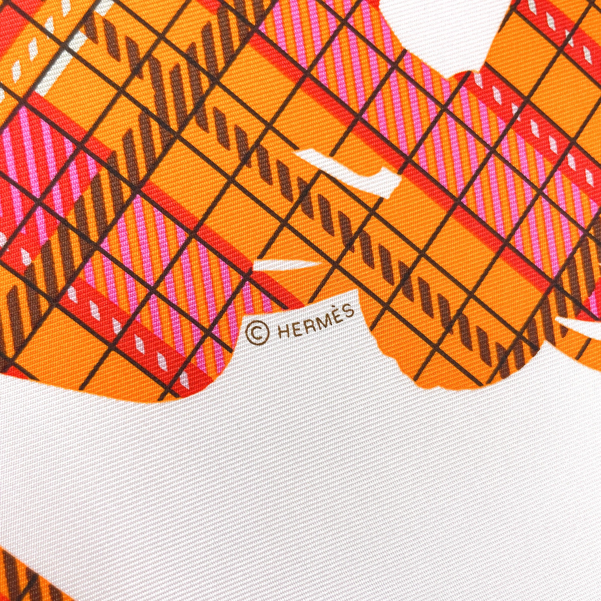 HERMES scarf 894052S Silk, 100% silk pink BRIDES DE GALA TARTAN Gavroche 45 Women Used