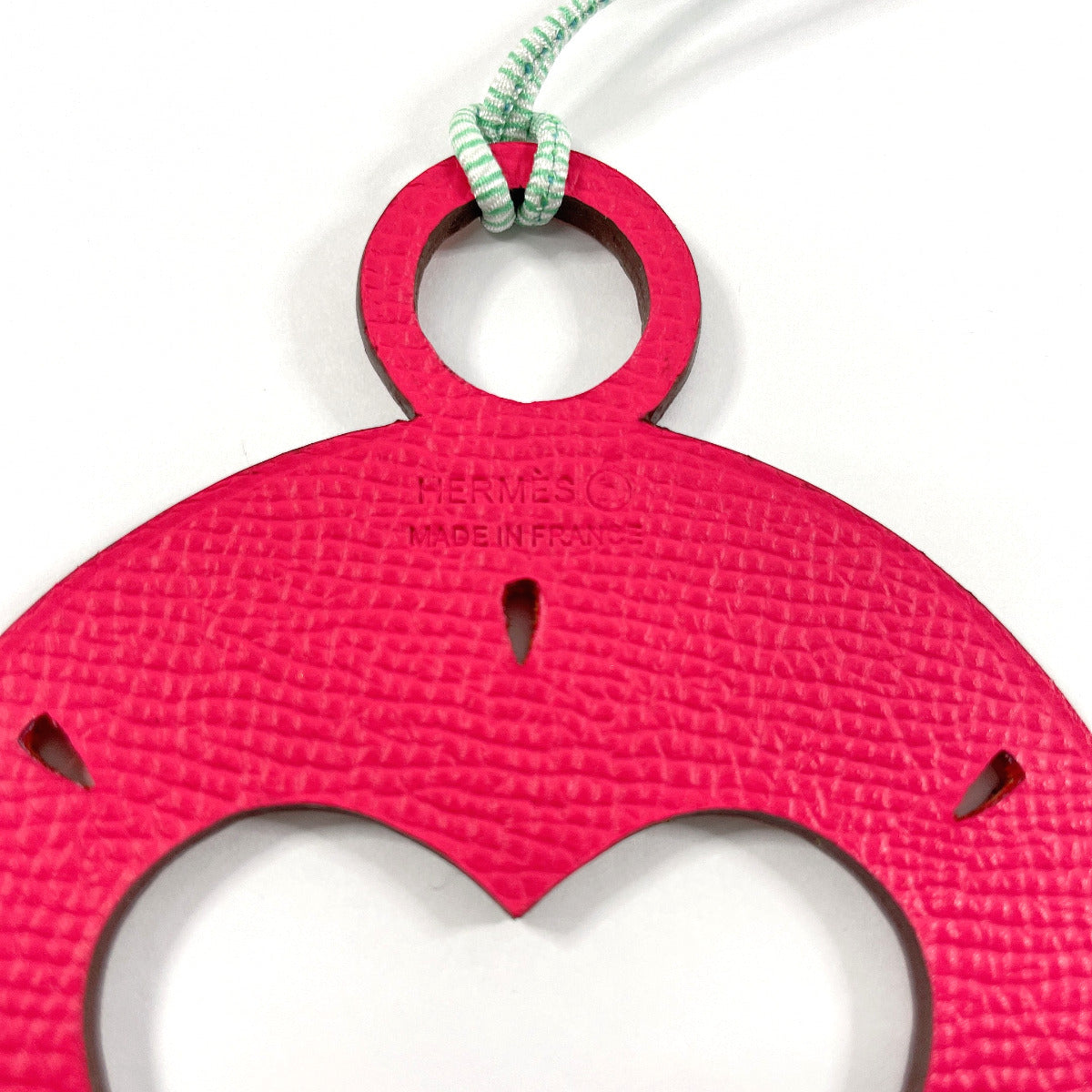 HERMES charm Taurillon Clemence , Epsom Orange Circle in Heart Petit h petit ash