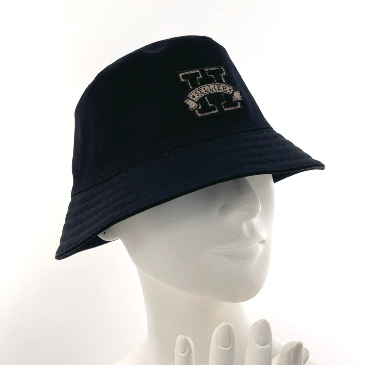 HERMES hat Cotton , 100% cotton black Bucket hat Harper H Serie 58