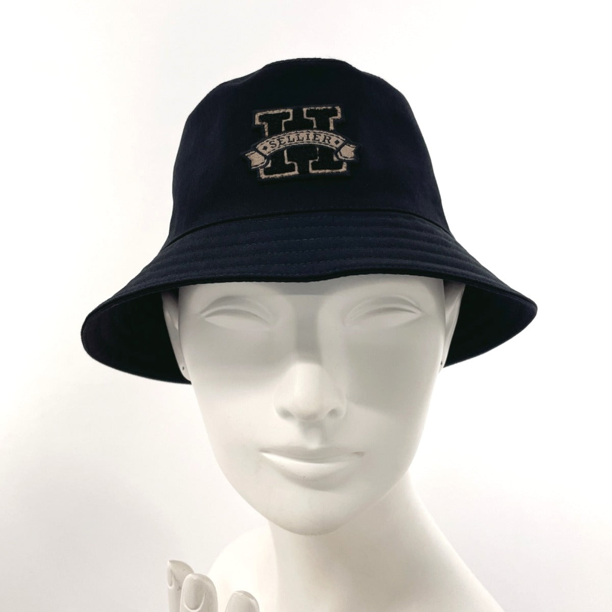 HERMES hat Cotton , 100% cotton black Bucket hat Harper H Serie 58