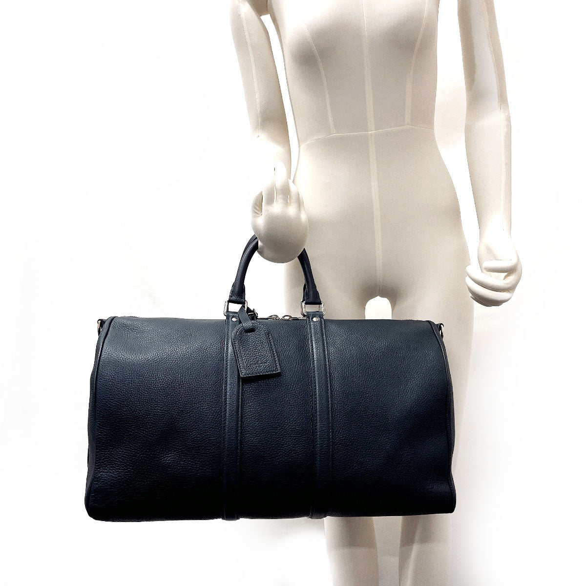 LOUIS VUITTON Boston Duffel bag M93191 Leather, Naxos Navy Keepall  bandouliere 45