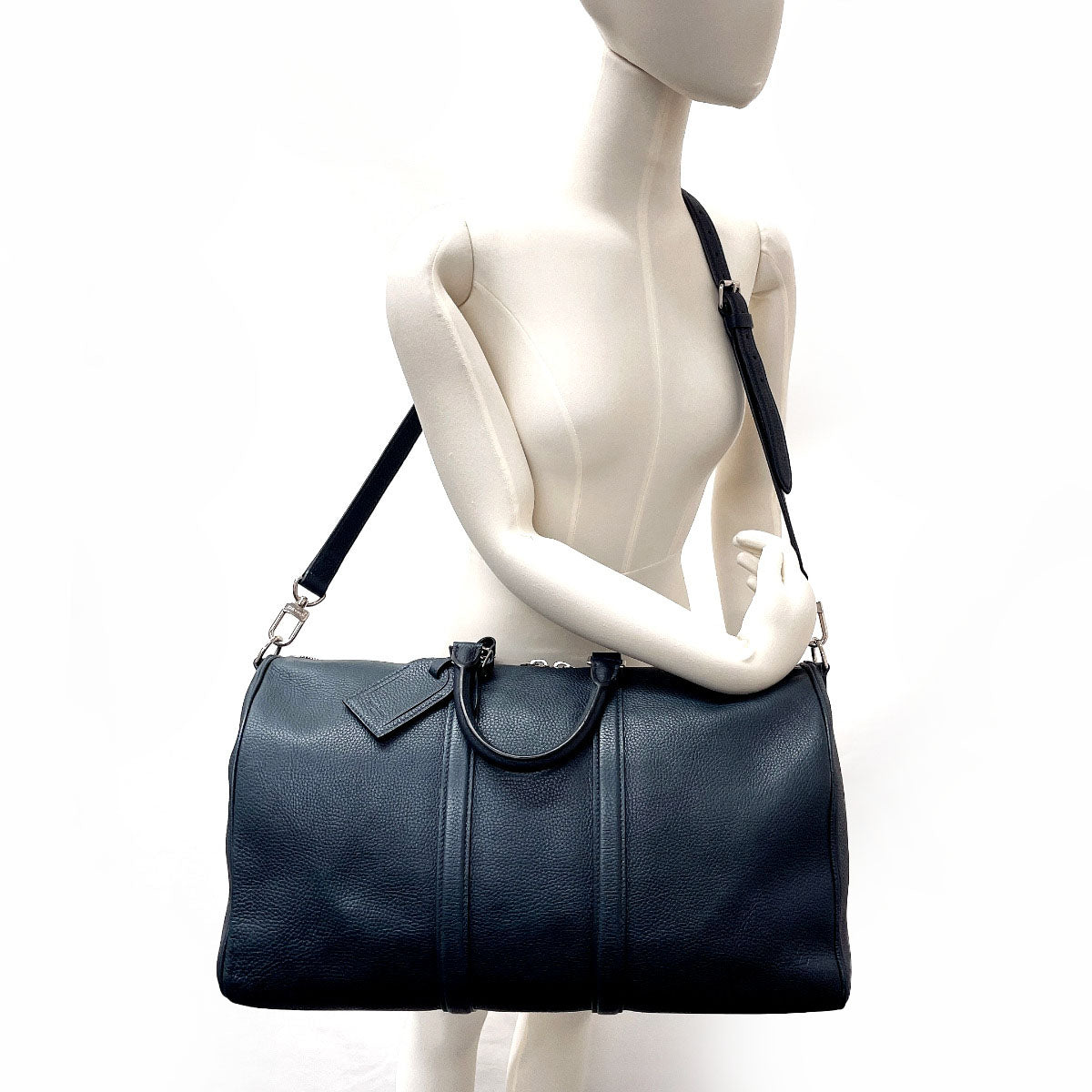 LOUIS VUITTON Boston Duffel bag M93191 Leather, Naxos Navy Keepall  bandouliere 45