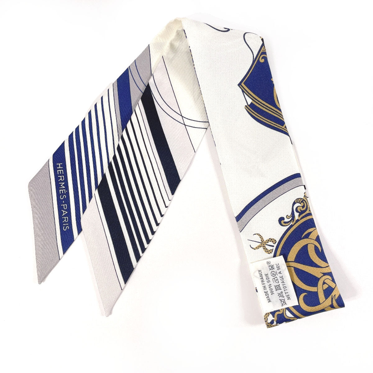 HERMES scarf 063791S Silk, 100% silk white Bookplate