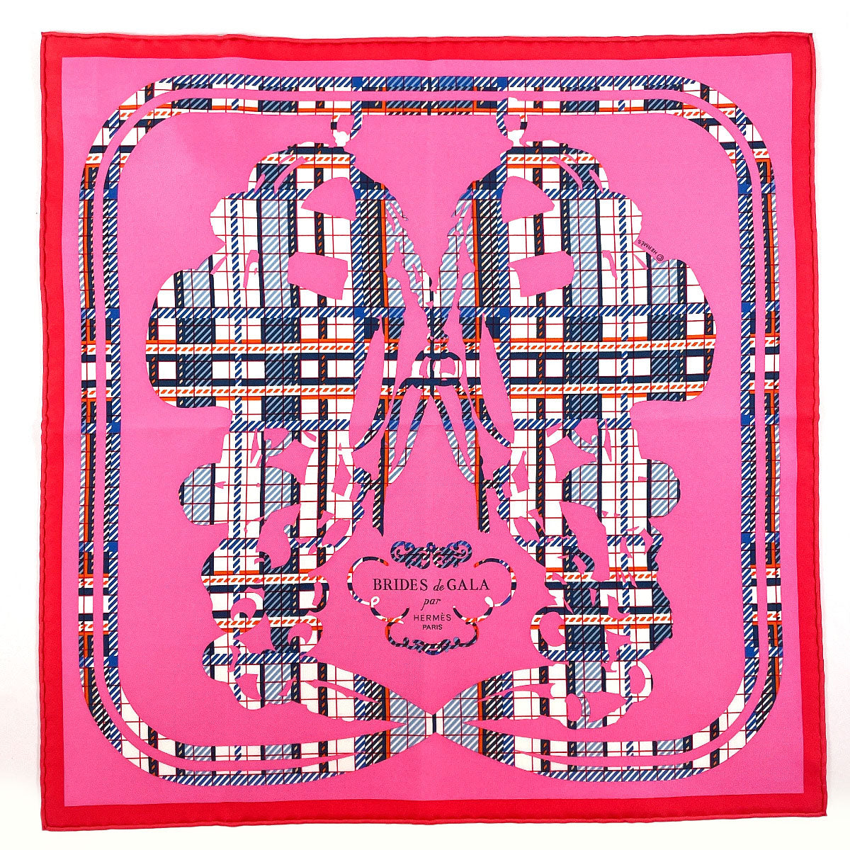 HERMES scarf 894052S Silk, 100% silk pink BRIDES de GALA Tartan Gavroche 45