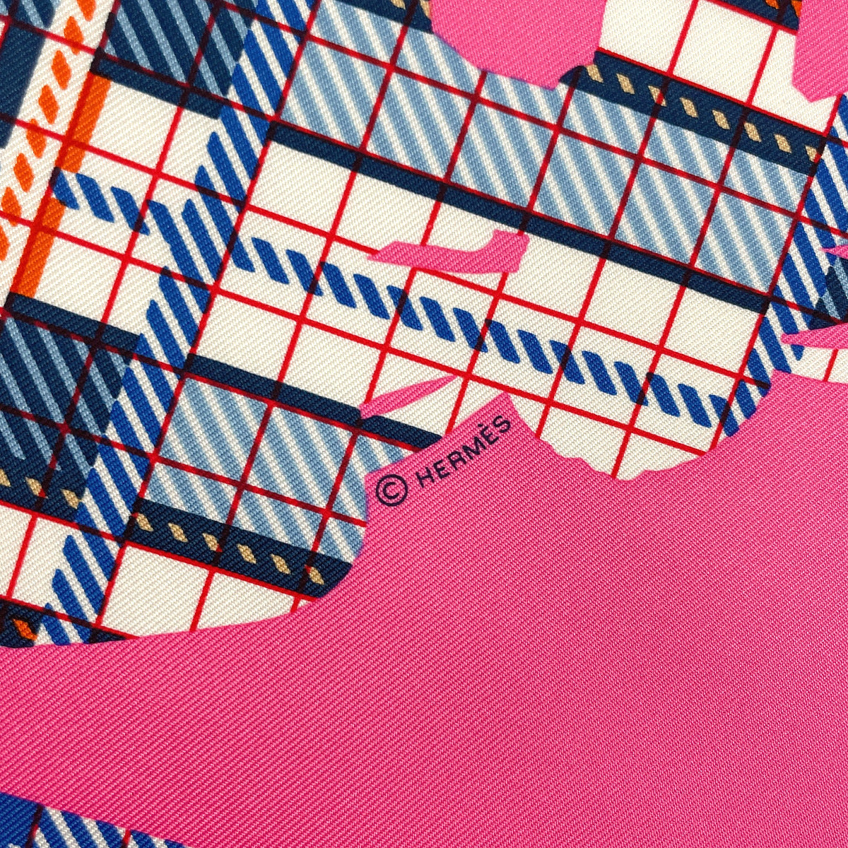 HERMES scarf 894052S Silk, 100% silk pink BRIDES de GALA Tartan Gavroche 45