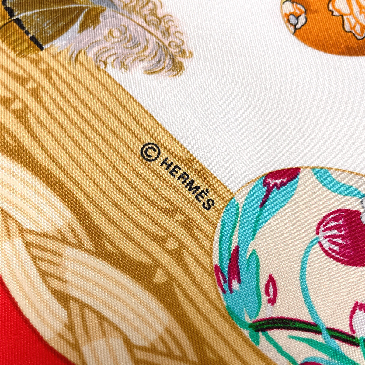 HERMES scarf Silk, 100% silk Red COUVEE D'HERMES Hermes Egg Carre 90