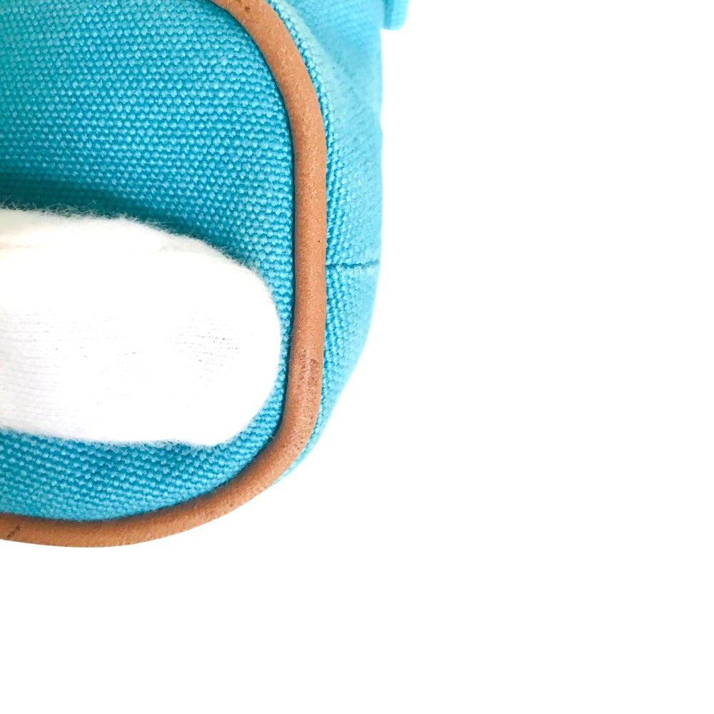HERMES Pouch cotton turquoise blue Bored Porch PM