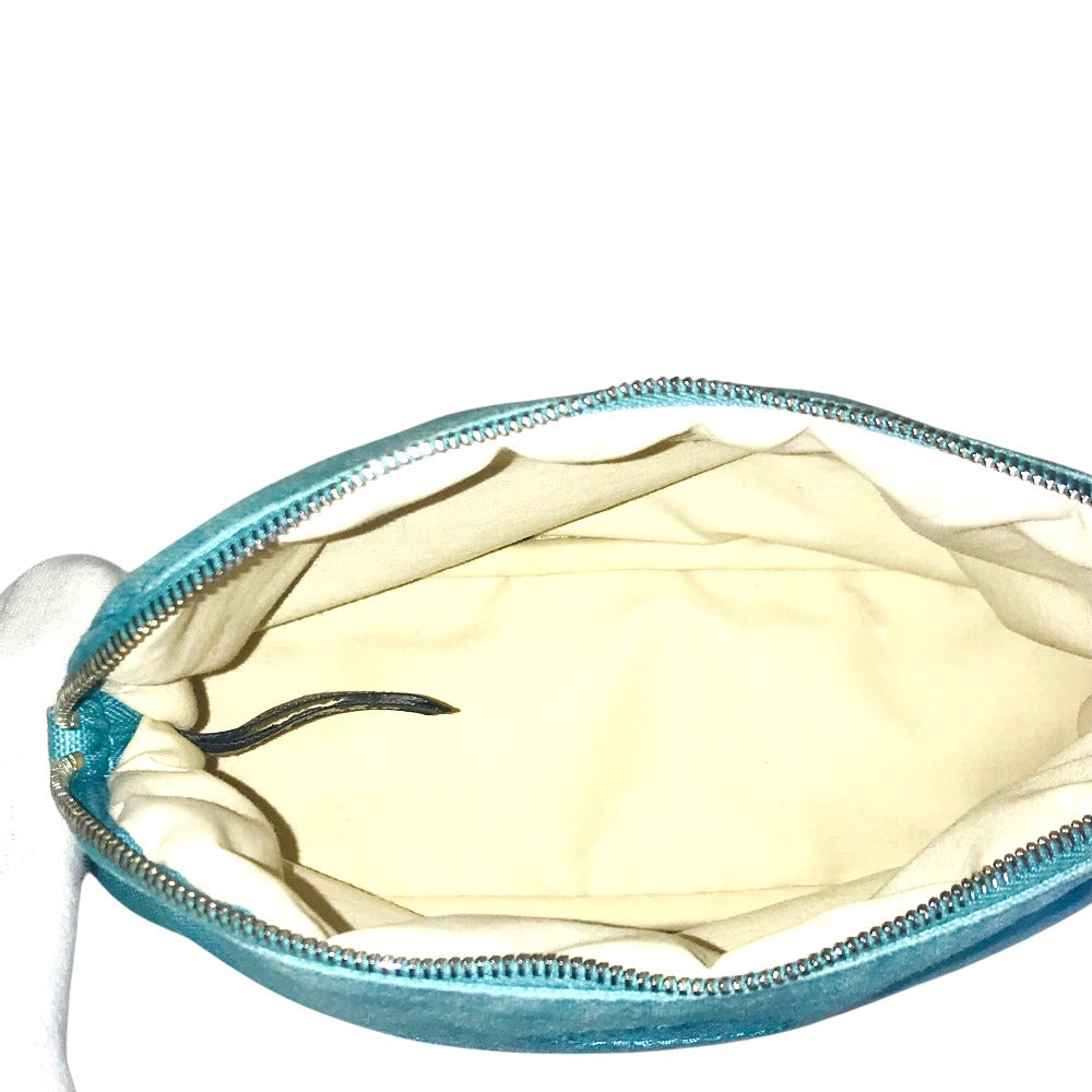 HERMES Pouch cotton turquoise blue Bored Porch PM