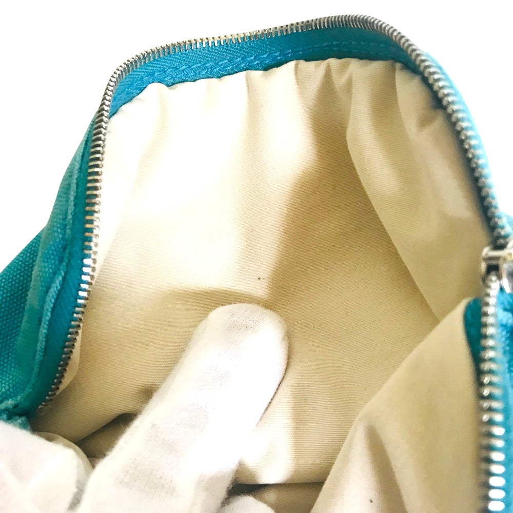 HERMES Pouch cotton turquoise blue Bored Porch PM