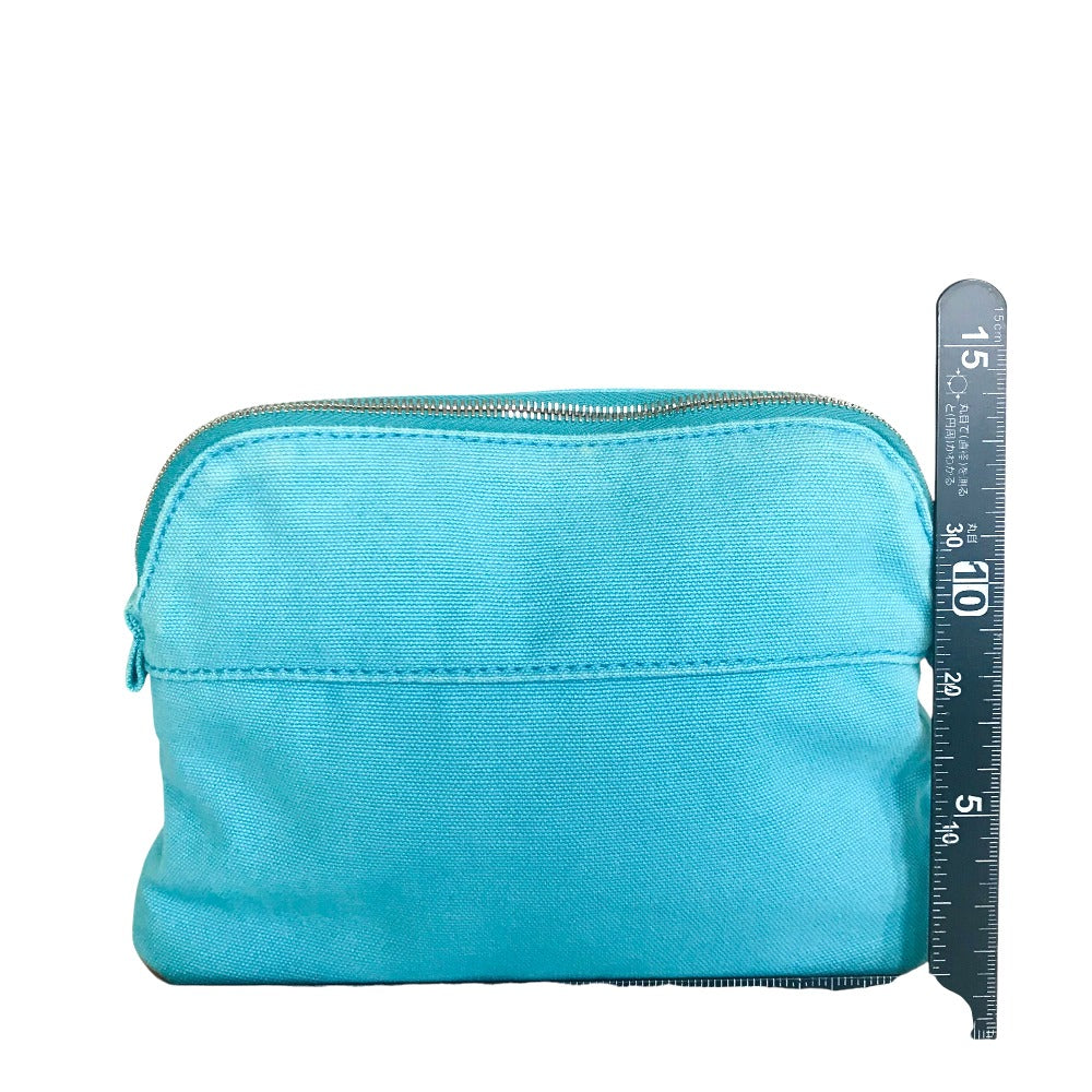 HERMES Pouch cotton turquoise blue Bored Porch PM
