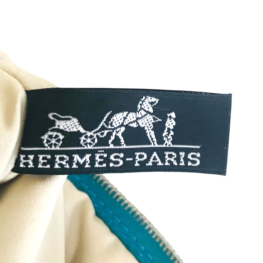 HERMES Pouch cotton turquoise blue Bored Porch PM