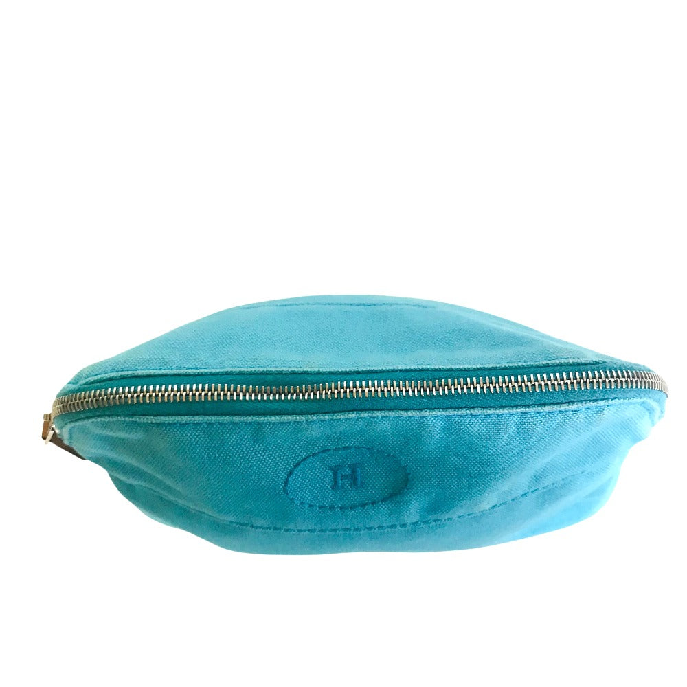 HERMES Pouch cotton turquoise blue Bored Porch PM