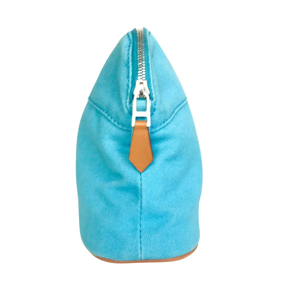 HERMES Pouch cotton turquoise blue Bored Porch PM
