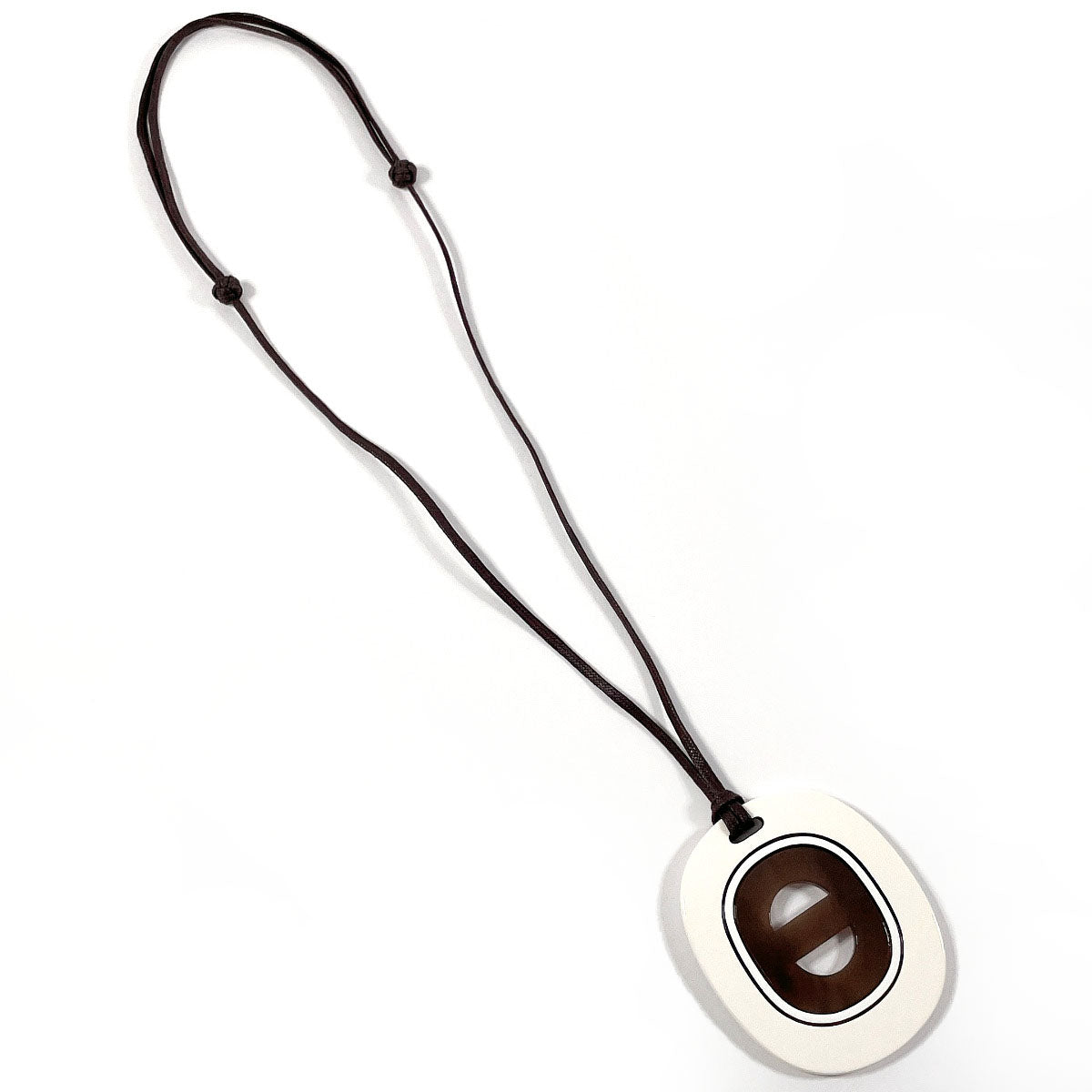 HERMES Necklace Buffalo Horn, Lacquer white Fidelio Village