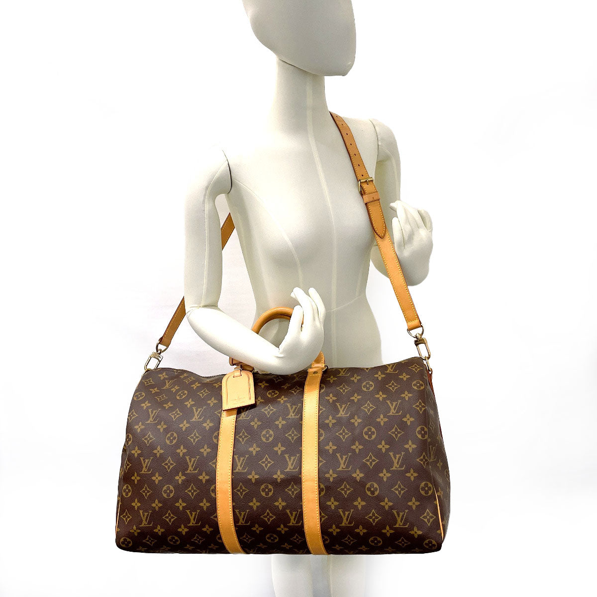 LOUIS VUITTON Boston Duffel bag M41416 Monogram canvas, tanned leather Brown Keepall  bandouliere 50 unisex Used