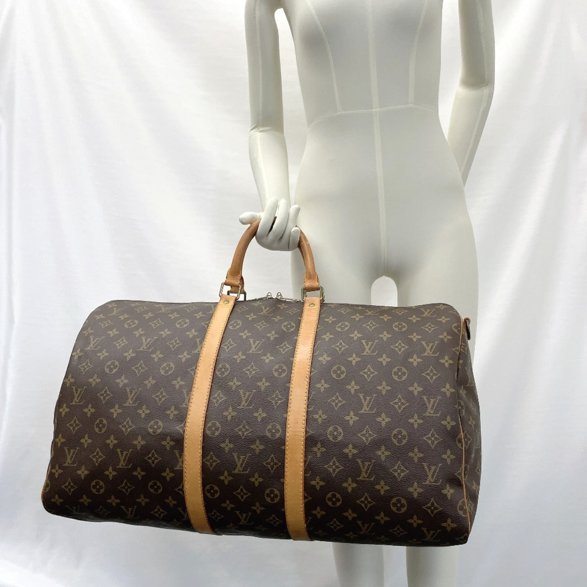 LOUIS VUITTON Boston Duffel bag M41414 Monogram canvas, tanned leather Brown Keepall  bandouliere 55